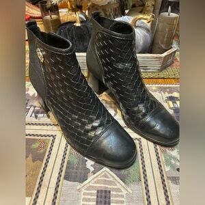 Brighton Black Textured Ankle Booties